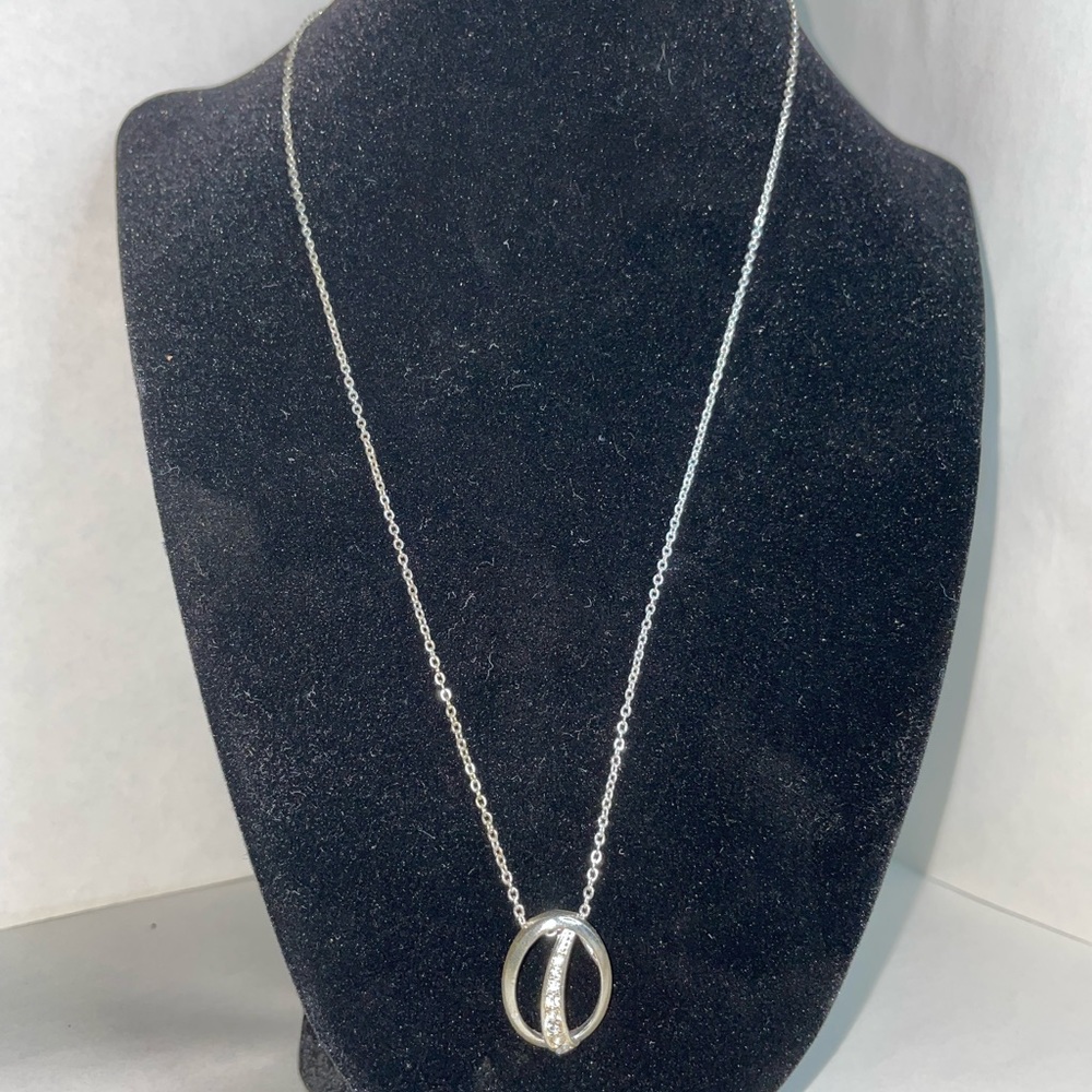 Bundle silver Necklace with Oval pendant and Matching Earrings